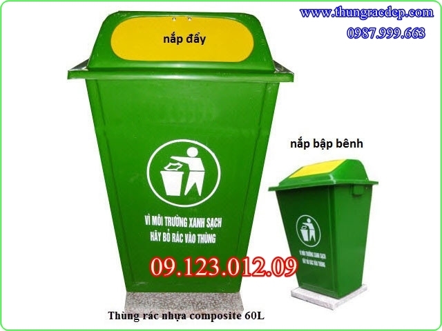 thùng rác - thùng rác nhựa composite 60 lít