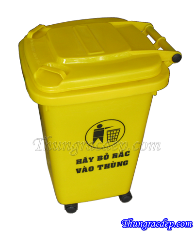 Thùng rác HDPE 60L màu vàng y tế